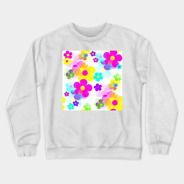 60's Retro Mod Small Flowers Multicolor Pop Art Crewneck Sweatshirt by MellowCat